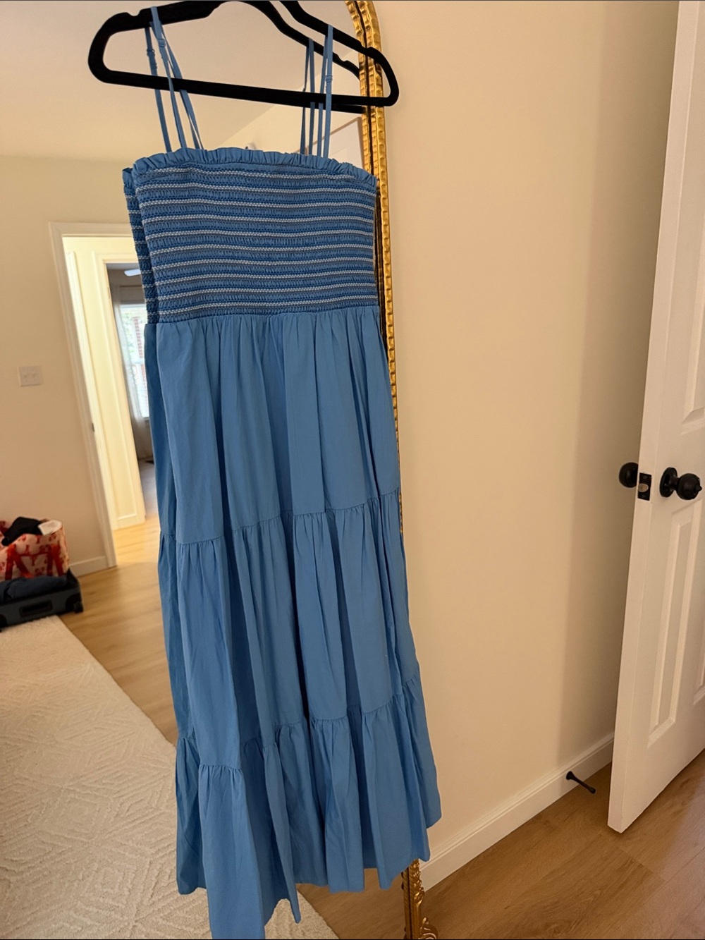 Blue Smocked Tiered Sundress - Women's